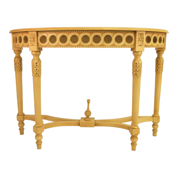 Anderson Teak - Neoclassical Demilune Console w/ Crackle Finish Table Top