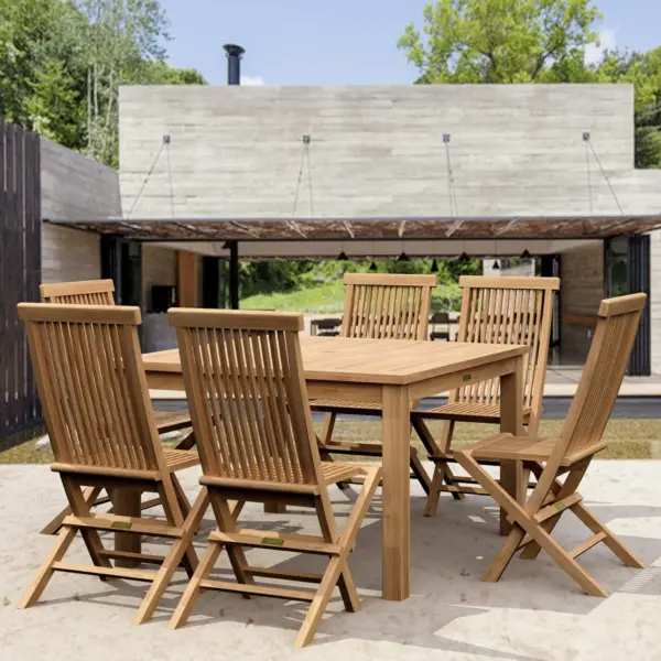 Anderson Teak - Windsor Classic Chair 7-Pieces Folding Dining Set