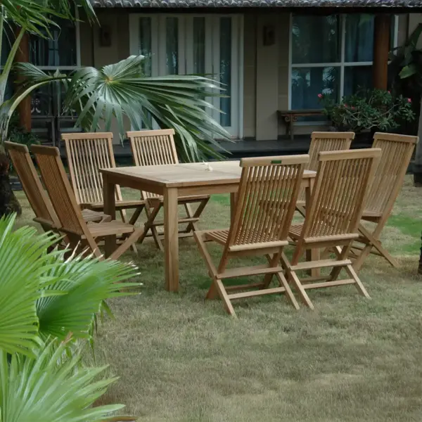 Anderson Teak - Windsor Classic Chair 9-Pieces Folding Dining Set