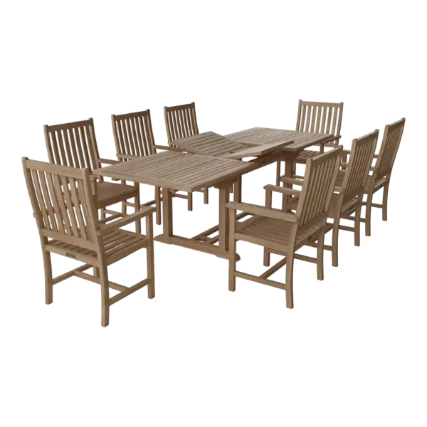 Anderson Teak - Bahama Wilshire Armchair 9-Pieces Extension Dining Set