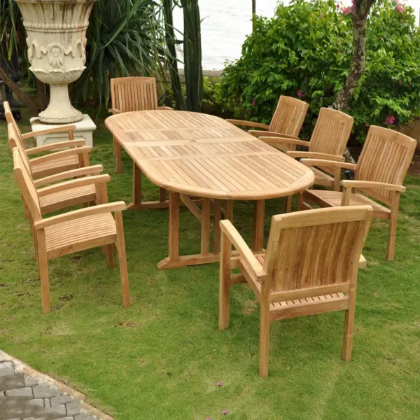 Anderson Teak - Sahara Stackable 9-Pieces Oval Dining Set