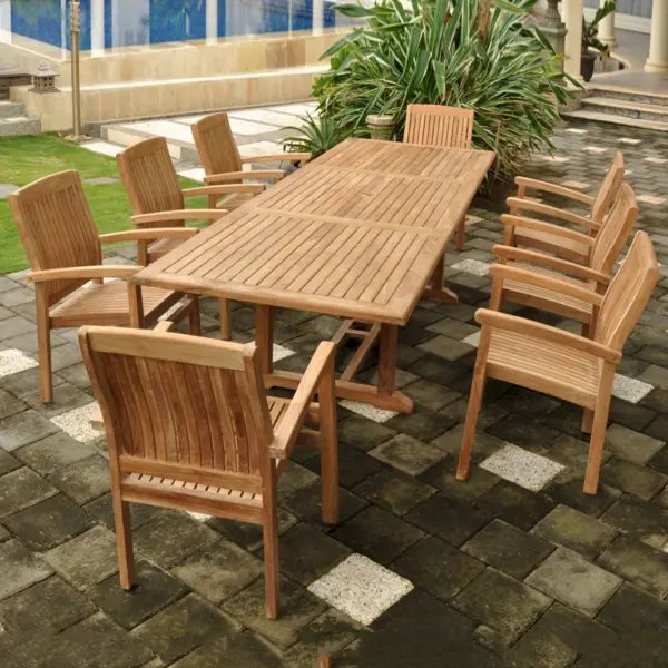 Anderson Teak - Bahama Stackable Sahara 9-Pieces Rectangular Dining Set A