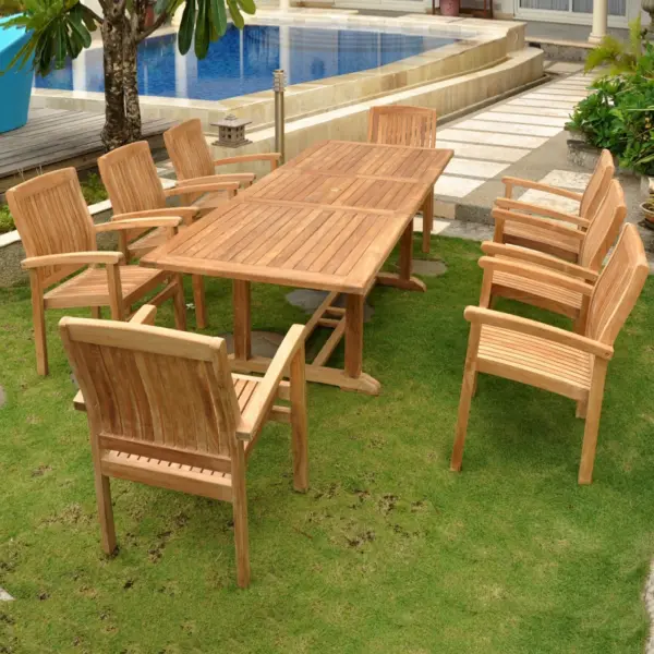 Anderson Teak - Bahama Stackable Sahara 9-Pieces Rectangular Dining Set B