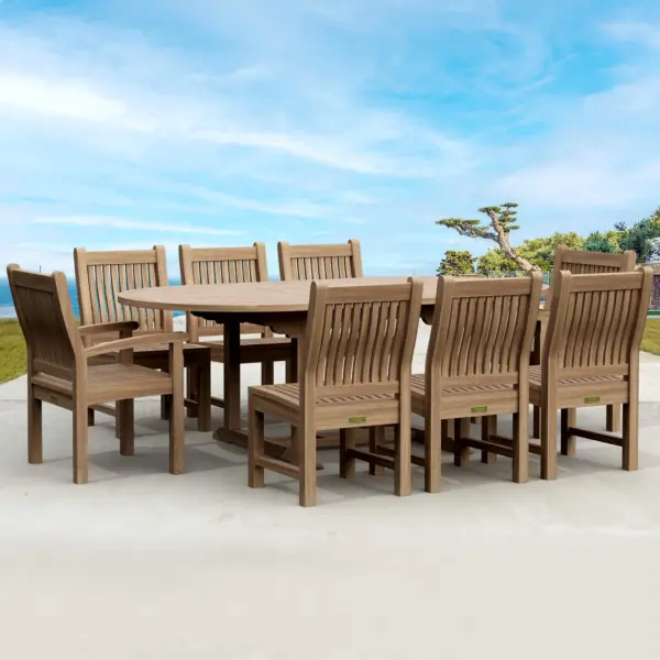 Anderson Teak - Bahama Sahara Side Chair 7-Pieces 87" Oval Dining Set