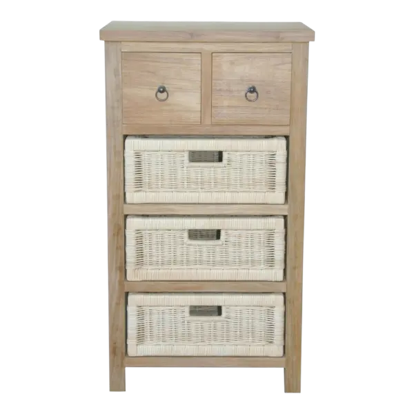 Anderson Teak - Safari Occasional Table w/ Drawer & Rattan Baskets