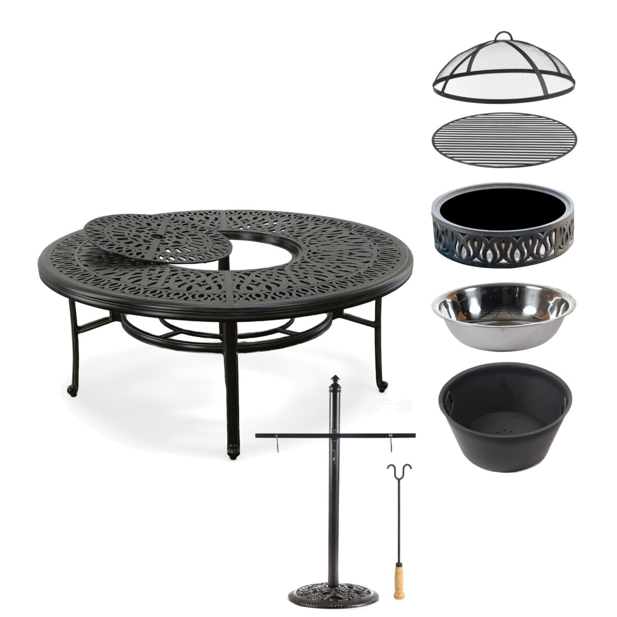 AFD Home | Grand Bonaire Weave Outdoor Fire Pit Table With Accessories (KIT) - Image 1