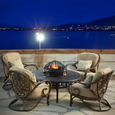 AFD Home | Grand Bonaire Weave 6 Piece All Inclusive Outdoor Firepit Set (KIT)